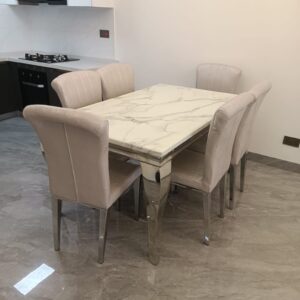 White Top Marble Dining Set