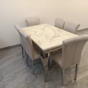 White Top Marble Dining Set (2)