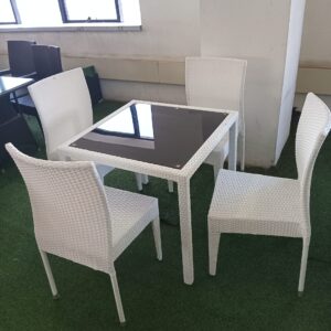 White Rattan Dining Set