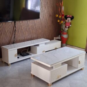 Matching coffee table plus TV stand marble top