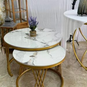 Set of two nesting coffee table marble top